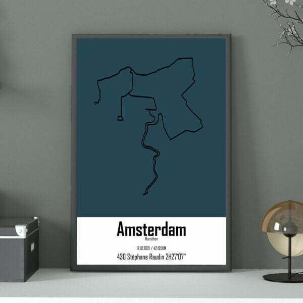 affiche du marathon d'amsterdam perso couleur bleu charbon