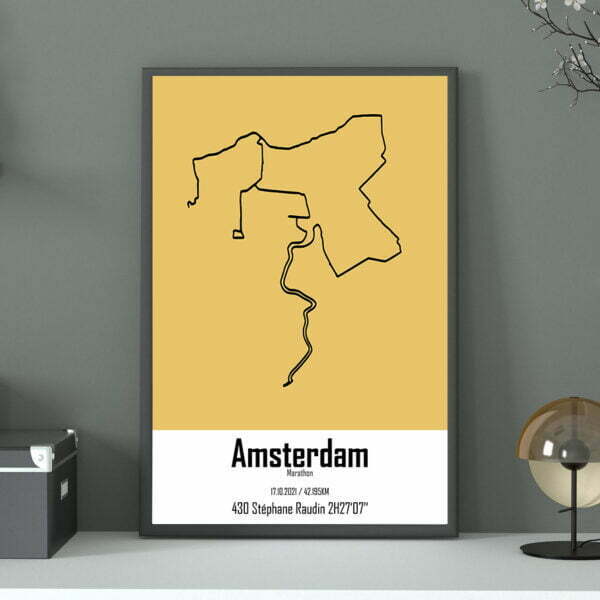 affiche du marathon d'amsterdam perso couleur jaune sable