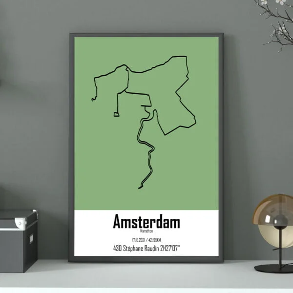 affiche du marathon d'amsterdam perso couleur vert asperge