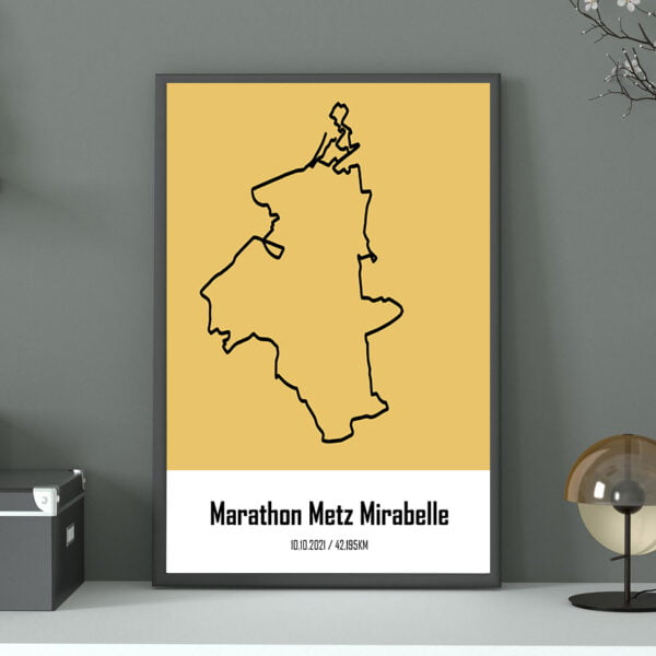 Affiche du Marathon Metz Mirabelle jaune sable