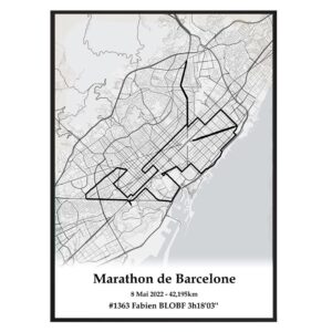 affihe marathon de barcelone noir et blanche