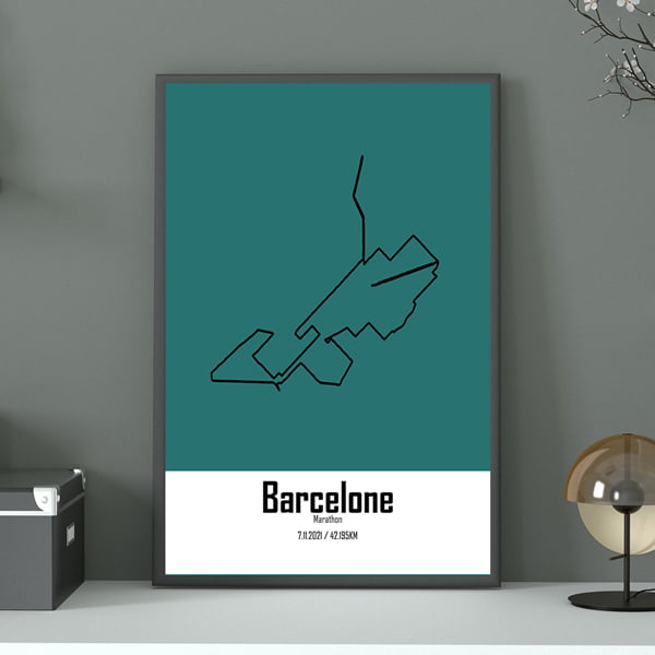 affiche marathon de barcelone bleu