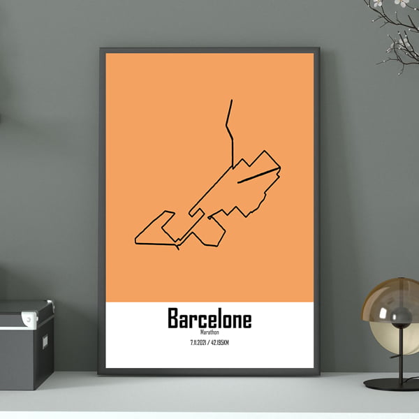 affiche marathon de barcelone orange