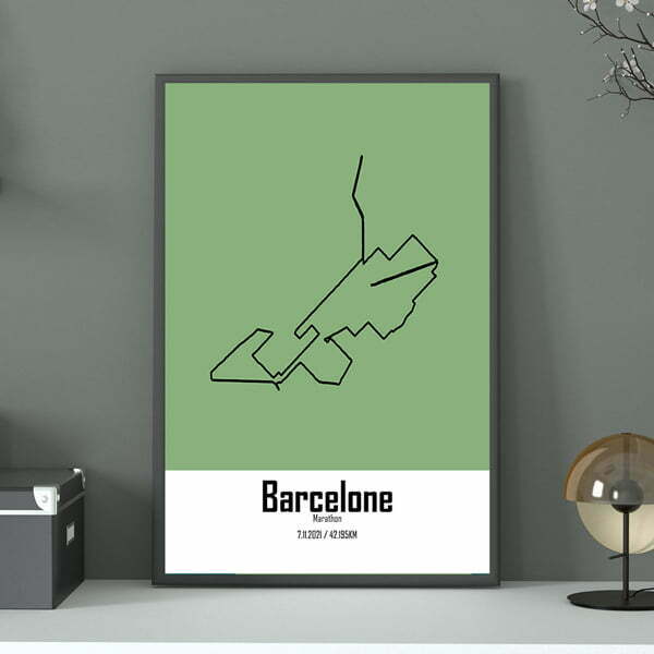 affiche marathon de barcelone vert