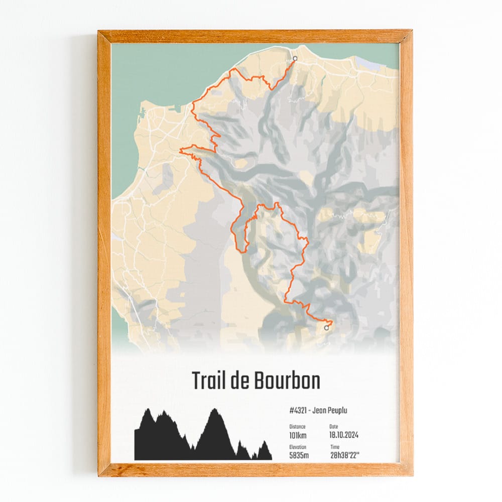 Affiche Personnalisée du trail de bourbon à la réunion, grand raid de la réunion