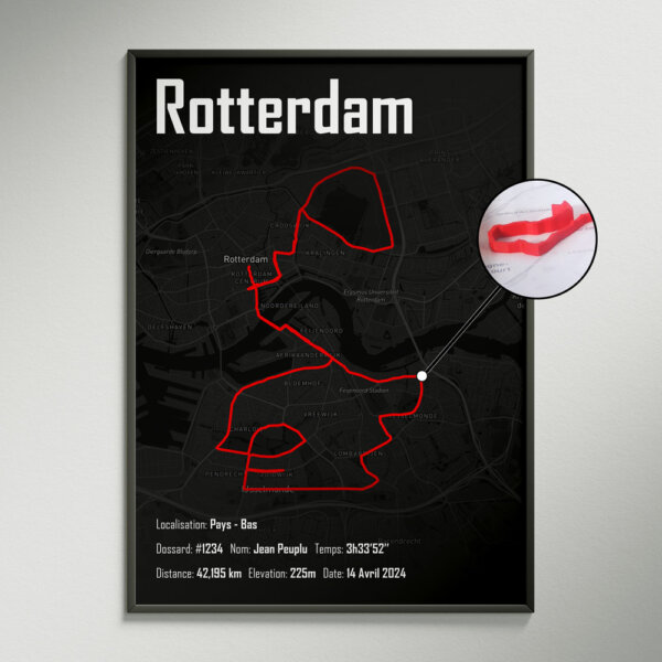 affiche 3D du circuit du marathon de Rotterdam