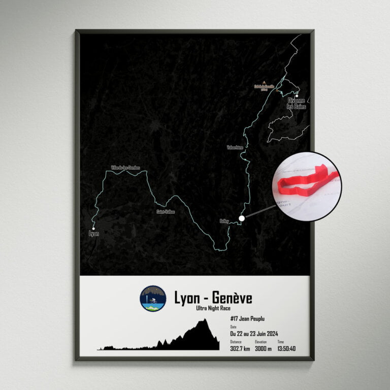 Affiche Cyclisme 3D du circuit de la Lyon Genève Ultra