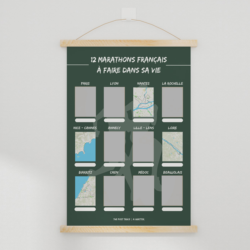 Carte à Gratter 12 Marathons Français à faire dans sa vie